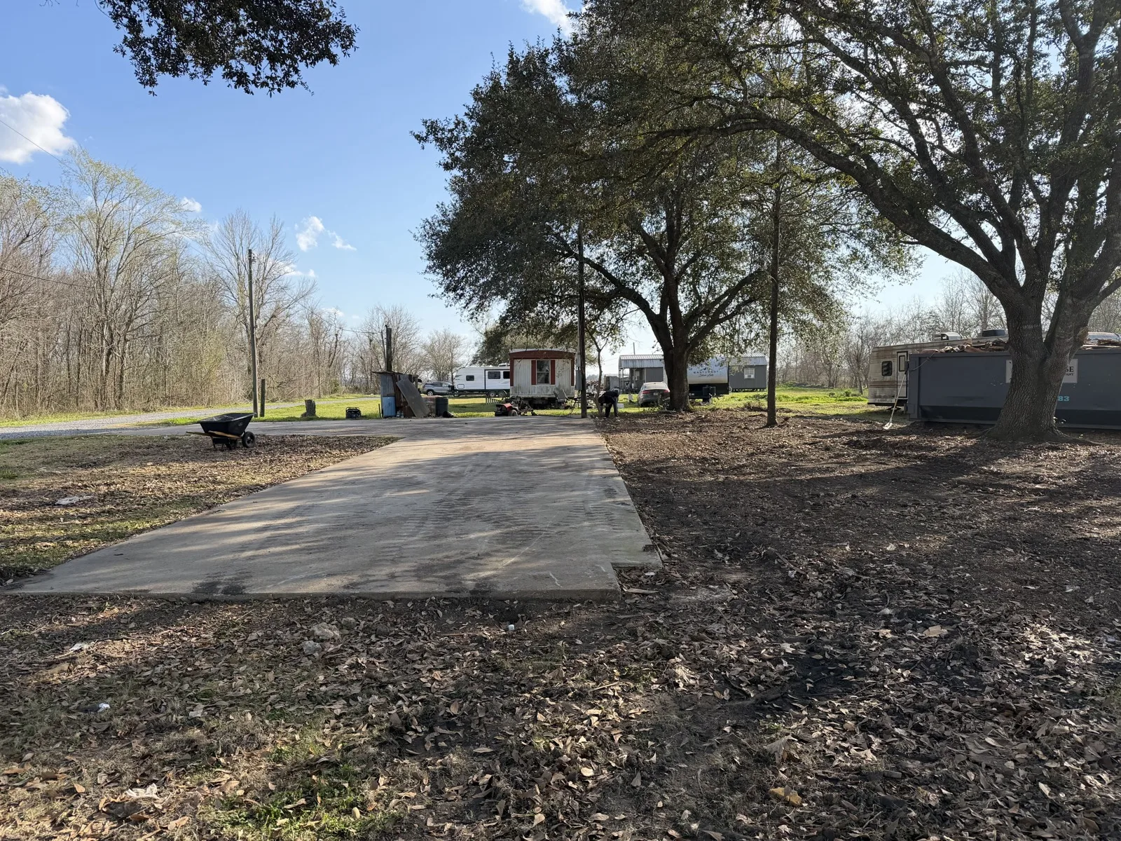 Concrete slab left clean after a structure was demolished and hauled off